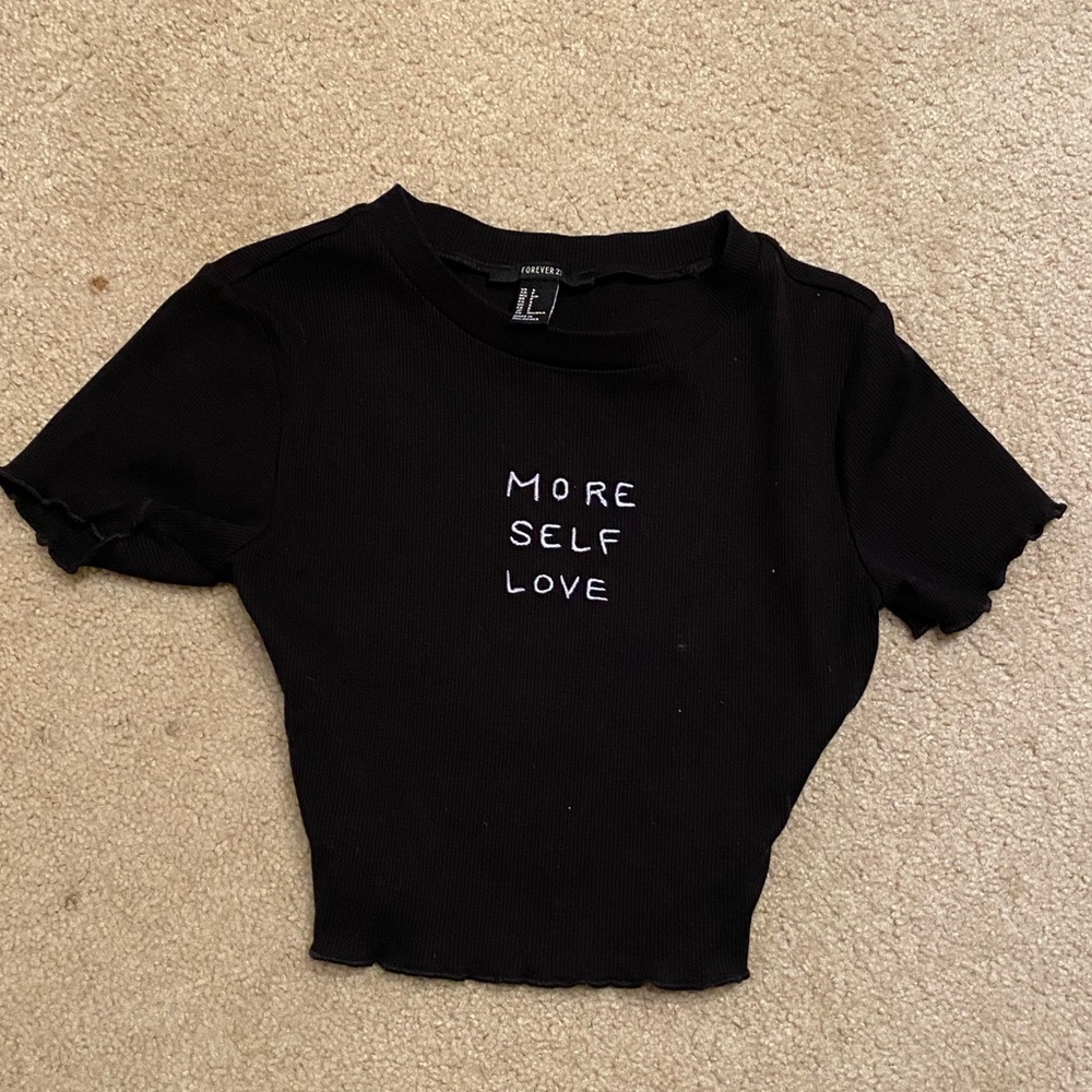 Black short sleeve cropped T-shirt